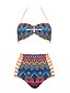 cheap Bikinis-Women&#039;s Boho Floral Cutouts Boho Halter Neck Fuchsia Green Blue High Waist Bikini Swimwear - Geometric M L XL Fuchsia / Push-up