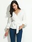 cheap Plus Size Tops-Women&#039;s Shirt Striped Solid Colored V Neck Daily Weekend Tops Streetwear Wine White Light Blue