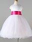cheap Cufflinks-Princess Tea Length Flower Girl Dress - Polyester / Tulle Sleeveless Jewel Neck with Sash / Ribbon by