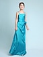 cheap Junior Bridesmaid Dresses-A-Line / Princess Spaghetti Strap Floor Length Taffeta Junior Bridesmaid Dress with Side Draping / Flower by LAN TING BRIDE®