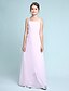 Χαμηλού Κόστους Φορέματα για παρανυφάκια-Ίσια Γραμμή Λεπτές Τιράντες Μακρύ Σιφόν Φόρεμα Νεαρών Παρανύμφων με Πλαϊνό ντραπέ / Βολάν με LAN TING BRIDE®