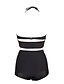cheap Bikinis-Women&#039;s High Waist High Rise Halter Neck Black Bikini Swimwear Swimsuit - Solid Colored S M L Black