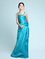 cheap Junior Bridesmaid Dresses-A-Line / Princess Spaghetti Strap Floor Length Taffeta Junior Bridesmaid Dress with Side Draping / Flower by LAN TING BRIDE®