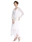 preiswerte Kleider für die Brautmutter-A-Line Mother of the Bride Dress Convertible Dress V Neck Asymmetrical Chiffon Beaded Lace Long Sleeve with Beading Appliques 2021