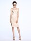 cheap Mother of the Bride Dresses-Sheath / Column Mother of the Bride Dress Elegant Scoop Neck Knee Length Lace Satin Half Sleeve with Lace 2020
