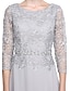 cheap Mother of the Bride Dresses-Sheath / Column Mother of the Bride Dress Plus Size Elegant Scoop Neck Ankle Length Chiffon Floral Lace 3/4 Length Sleeve with Lace 2022