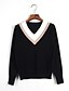 billige damesweaters-Dame Kashmir / Bomuld I-byen-tøj Langærmet Pullover - Ensfarvet V-hals / Forår