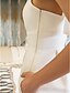 זול שמלות כלה-מעטפת \ עמוד שמלות חתונה בטו צוואר באורך  הברך סאטן רצועות רגילות שמלות לבנות קטנות פתוח בגב פרטי האשליה עם חרוזים כיס 2021