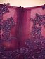 preiswerte Brautjungfernkleider-Eng anliegend Brautmutterkleid Halsboot Knie-Länge Chiffon Spitze Halbe Ärmel ja mit Applikationen Vorne geschlitzt 2024