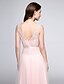 cheap Bridesmaid Dresses-Sheath / Column V Neck Floor Length Lace / Tulle Bridesmaid Dress with Lace by LAN TING BRIDE® / See Through