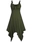 cheap Women&#039;s Dresses-Women&#039;s Asymmetrical Wine Army Green Dress Party Beach Swing Solid Colored Strap S M