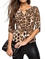 economico Top da donna-T-shirt Per donna Leopardata A V