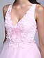 cheap Evening Dresses-Ball Gown Formal Evening Dress V Neck Sleeveless Floor Length Tulle with Beading Flower 2022