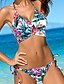 cheap Bikinis-Women&#039;s Floral Boho Bikini Swimsuit Print Floral Bandeau Swimwear Bathing Suits Blue / Sexy