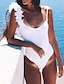 cheap Women&#039;s Swimwear-Women&#039;s Swimwear One Piece Swimsuit Blue White Black Pink Khaki Halter Neck Bathing Suits