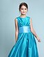 cheap Junior Bridesmaid Dresses-Princess / A-Line Jewel Neck Floor Length Taffeta Junior Bridesmaid Dress with Sash / Ribbon / Draping