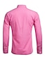 baratos Camisas masculinas de negócios-Homens Saia camisa de botão camisa de colarinho Preto Branco Rosa Manga Longa Tecido Colarinho Primavera Outono Casamento Festa Roupa