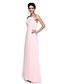 رخيصةأون فساتين الاشبينات-A-Line Bridesmaid Dress Jewel Neck Sleeveless Open Back Floor Length Georgette with Ruffles 2022