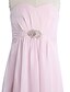 cheap Junior Bridesmaid Dresses-Sheath / Column Sweetheart Neckline Floor Length Chiffon Junior Bridesmaid Dress with Sash / Ribbon / Draping / Crystal Brooch