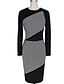 Χαμηλού Κόστους Φορέματα Μεγάλα Μεγέθη-Γυναικεία Εφαρμοστό Μακρυμάνικο Patchwork Άνοιξη Μεγάλα Μεγέθη Καθημερινό Βαμβάκι πρόστιμο Stripe Μαύρο Τ M L XL XXL 3XL 4XL 5XL