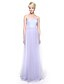 cheap Bridesmaid Dresses-Sheath / Column Strapless Floor Length Lace Tulle Bridesmaid Dress with Appliques Pleats by LAN TING BRIDE®