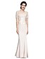 cheap Mother of the Bride Dresses-Mermaid / Trumpet V Neck Ankle Length Charmeuse Mother of the Bride Dress with Lace by LAN TING BRIDE®