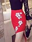 Χαμηλού Κόστους σορτς &amp; φούστες-Γυναικεία Εφαρμοστό Πολυεστέρας Ρεϊγιόν Κόκκινο Μαύρο Φούστες Άνοιξη Κεντητό Χάντρες Κομψό στυλ street Δουλειά Τ M L / Μεγάλα Μεγέθη