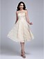 cheap Special Occasion Dresses-A-Line / Fit &amp; Flare Illusion Neck Knee Length Lace Dress with Beading / Flower by TS Couture®