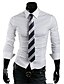 billige fritidsskjorter for menn-Herre Skjorte Ensfarget Spredt krage Hvit Svart Lilla Gul Vin Langermet Arbeid Grunnleggende Tynn Topper Forretning