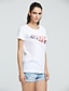 preiswerte T-Shirts für Damen-Damen Druck Blume T-shirt - Baumwolle Klub Weiß