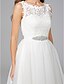 זול שמלות כלה-אולם שמלות חתונה באורך  הברך גזרת A רצועות רגילות בטו צוואר תחרה עם תחרה סרט 2023 חורף שמלות כלה