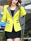 billige Blazere til kvinner-Dame Normal Blazer, Ensfarget Langermet Polyester Gul / Blå / Rosa L / XL / XXL