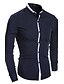 billiga fritidsskjortor för män-Herr Skjorta Solid färg Kinakrage Vit Grå Marinblå Långärmad Formell Dagligen Blast Affär / Arbete