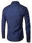 זול חולצות קז&#039;ואל לגברים-בגדי ריקוד גברים חולצה אחיד צווארון קלאסי פול כחול בהיר שרוול ארוך יומי בסיסי רזה צמרות / קיץ / אביב / קיץ