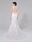 cheap Wedding Dresses-Mermaid / Trumpet Wedding Dresses V Neck Court Train All Over Lace Regular Straps Sexy Backless with Appliques Button 2022