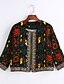 cheap Women&#039;s Blazer&amp;Suits-Women&#039;s Party / Going out Vintage Spring Short Jacket Round Neck 3/4 Length Sleeve Print Black / Beige M / L / XL