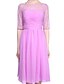 cheap Bridesmaid Dresses-A-Line Bridesmaid Dress Jewel Neck Half Sleeve See Through Knee Length Chiffon / Lace with Ruched 2022 / Illusion Sleeve
