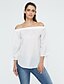 cheap Women&#039;s Blouses &amp; Shirts-Women&#039;s Daily Street chic Blouse - Solid Colored Split Boat Neck White / Summer