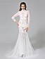 cheap Wedding Dresses-Wedding Dresses Mermaid / Trumpet High Neck Long Sleeve Chapel Train Lace Bridal Gowns With Crystal Beading 2023