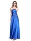 cheap Mother of the Bride Dresses-A-Line Strapless Floor Length Satin Mother of the Bride Dress with Appliques / Pleats by LAN TING BRIDE®