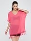 preiswerte Blusen und Hemden für Damen-Damen Jacquard Quaste Bluse Boho Strand V-Ausschnitt Schwarz / Rot