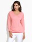 Χαμηλού Κόστους Γυναικεία T-Shirts-Γυναικεία Καθημερινά T-shirt Μονόχρωμο Μακρυμάνικο Άριστος Απλός Λαιμόκοψη V Μαύρο Βαθυγάλαζο Ροζ / Φανάρι μανίκι