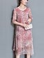 זול שמלות עם הדפס-ורד מאובק א-סימטרי דפוס, גיאומטרי - שמלה משוחרר שיפון מידות גדולות סגנון סיני ליציאה חוף בגדי ריקוד נשים