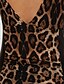 cheap Mini Dresses-Women&#039;s Lace up Club Mini Bodycon Dress - Leopard Backless Deep V Summer Black