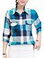 cheap Plus Size Tops-Women&#039;s Shirt Plaid Shirt Collar Orange Blue Daily Clothing Apparel / Long Sleeve