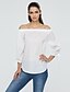 cheap Women&#039;s Blouses &amp; Shirts-Women&#039;s Daily Street chic Blouse - Solid Colored Split Boat Neck White / Summer