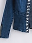 economico Giacche da Donna-Giacca di jeans Per donna Moderno - Tinta unica Con lustrini / Autunno