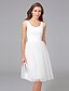cheap Wedding Dresses-A-Line Scoop Neck Knee Length Cotton / Tulle Cap Sleeve Formal / Casual Little White Dress Made-To-Measure Wedding Dresses with Lace 2020