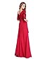 cheap Mother of the Bride Dresses-Sheath / Column V Neck Floor Length Chiffon Mother of the Bride Dress with Beading / Appliques / Side Draping by LAN TING BRIDE® / Illusion Sleeve