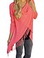 cheap Women&#039;s Blouses &amp; Shirts-Women&#039;s Blouse T shirt Tee Shirt Green Wine Red Plain Solid Colored Tassel Fringe Long Sleeve Going out Streetwear Tassel Round Neck Plus Size S